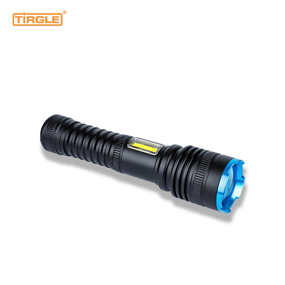 HL-5009 4-Phase switch side light function full body aluminium alloy telescopic dimming waterproof multifunctional laser button power display flashlight